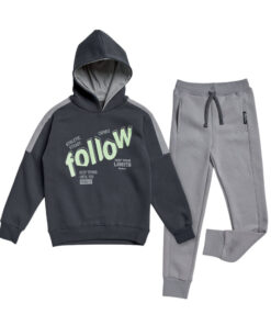 Σετ φόρμα φούτερ μαύρη με κουκούλα